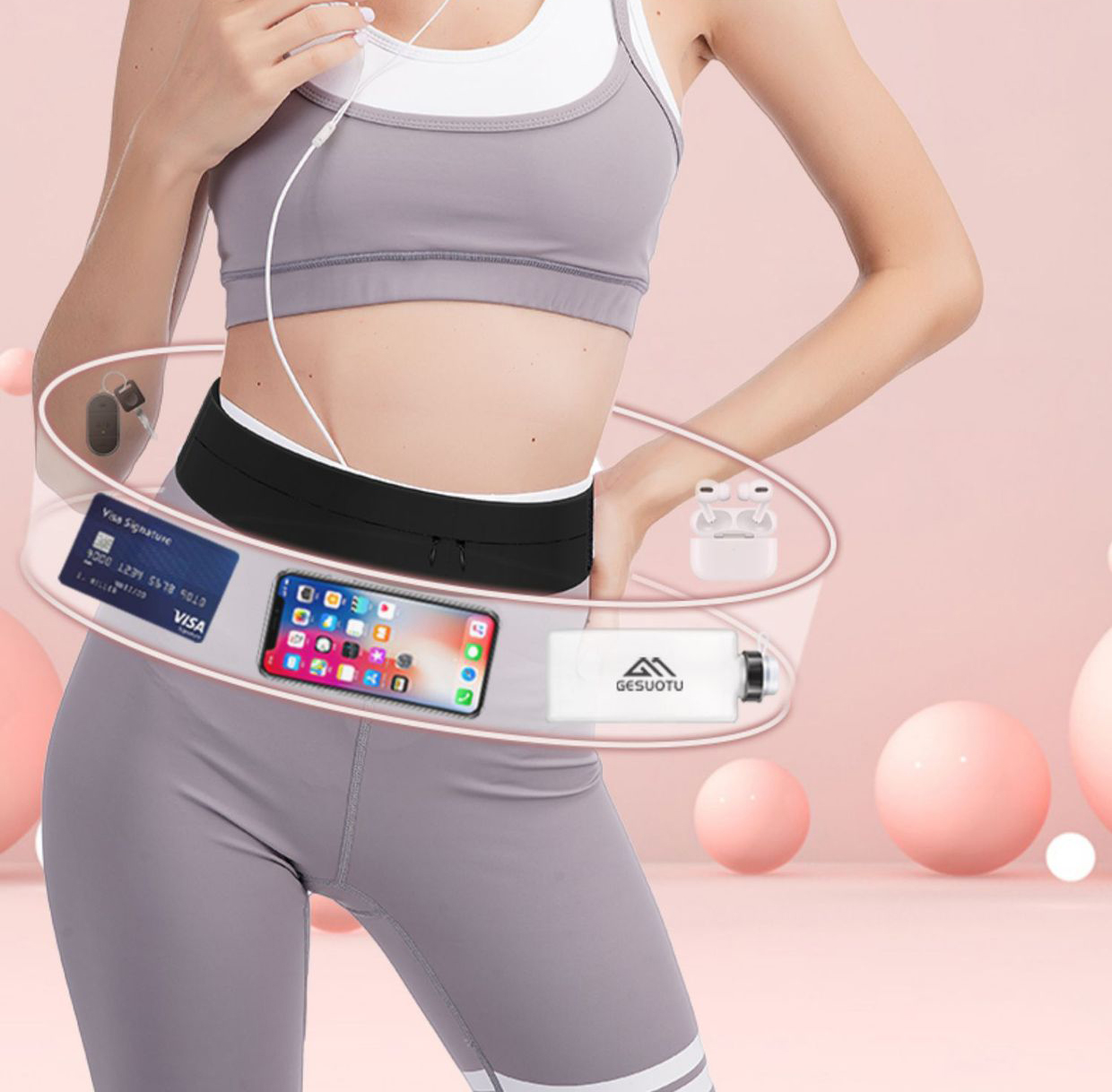 Running Belt Waist Bag with Wa - Running Gear Kit ulasan dan harga